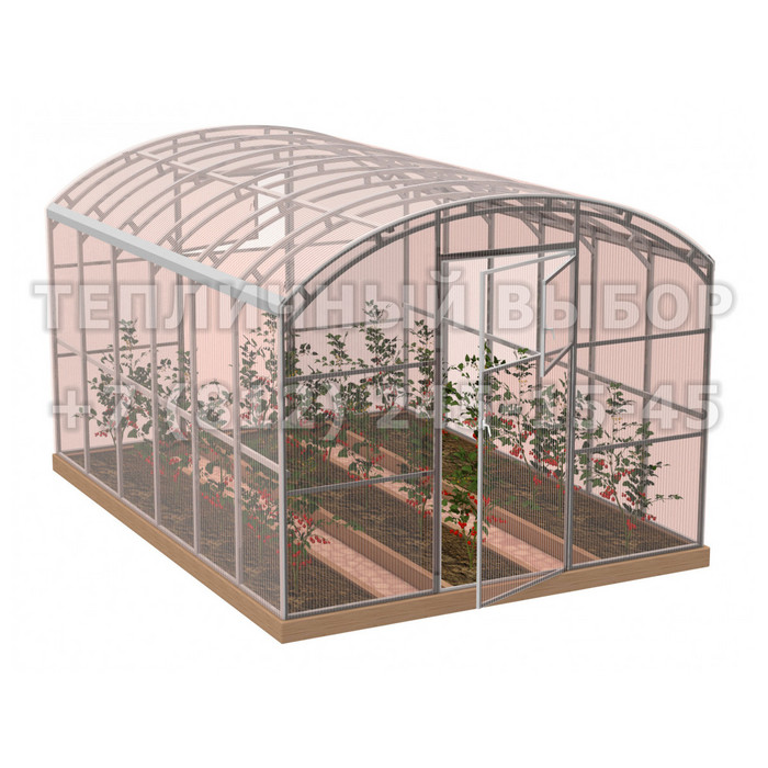 Теплица из поликарбоната-фито Усиленная Прямостенная 2,5х4 h=2.1 м профиль 20х40 мм 