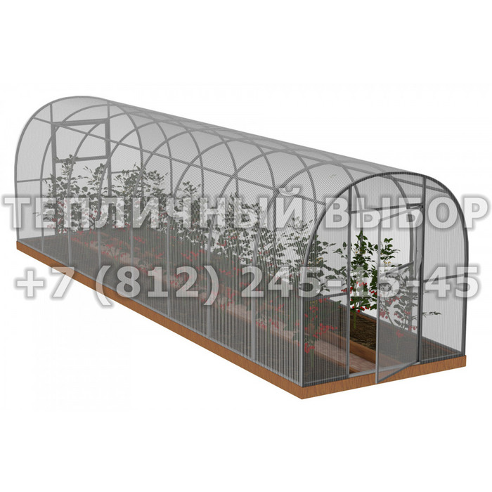 Теплица из поликарбоната Арочная 2,1х8 h=2 м профиль 25х25 мм