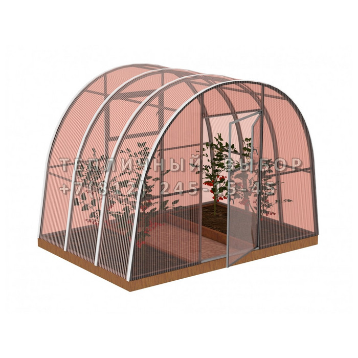 Теплица из поликарбоната-фито Усиленная Арочная 3х2 h=2.1 м профиль 25х25 мм
