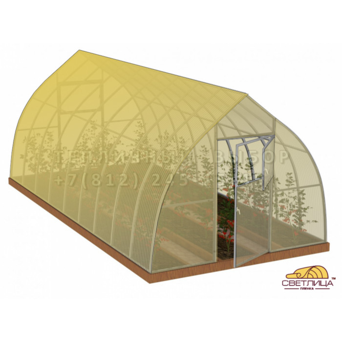 Теплица с пленкой Светлица Усиленная Капелька 3х6 h=2.3 м профиль 25х25 мм