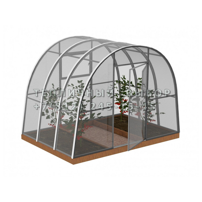 Теплица из поликарбоната Усиленная Арочная 2,5х2 h=2 м профиль 25х25 мм