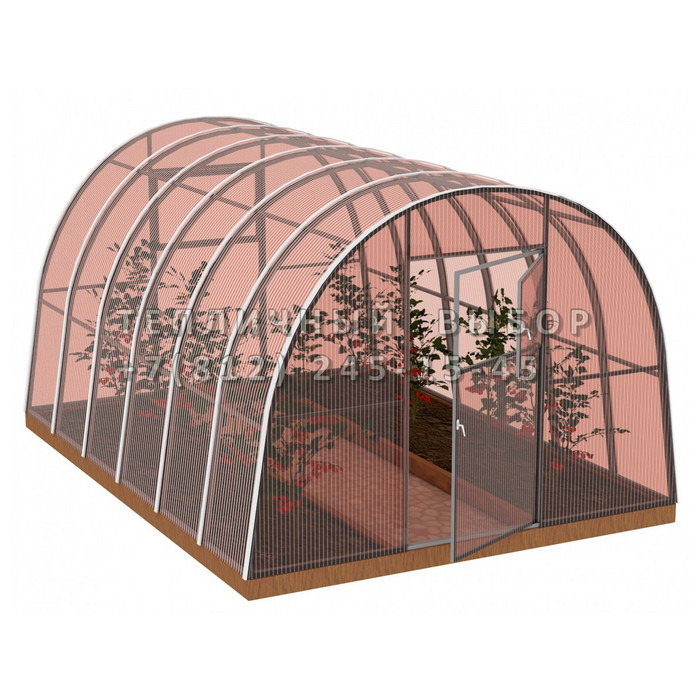 Теплица из поликарбоната-фито Усиленная Арочная 2,5х4 h=2 м профиль 25х25 мм